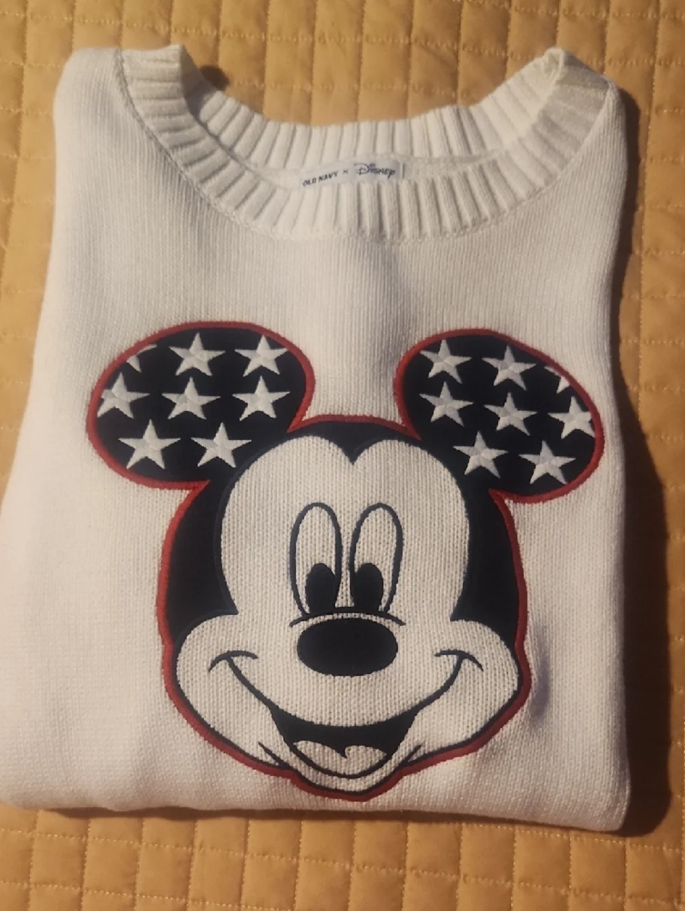 Disney White Crewneck Sweater with Patriotic Mickey Appliqué - Picture 6 of 7